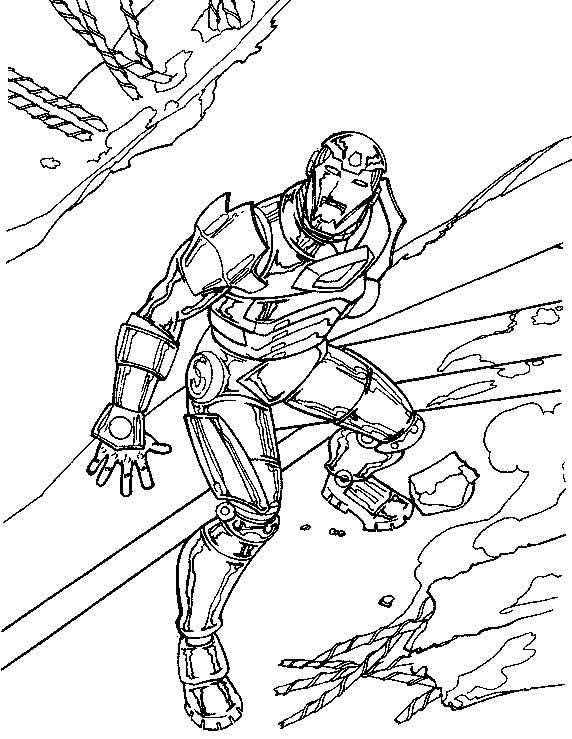 coloriage iron man esquive